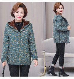 Middle-aged & Elderly Women's Coat Winter Jackets Thin Light Warm Plus Velvet Cotton Linen Lattice Jacket Outwear Mother Dres...