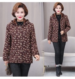 Middle-aged & Elderly Women's Coat Winter Jackets Thin Light Warm Plus Velvet Cotton Linen Lattice Jacket Outwear Mother Dres...