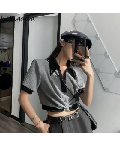 Harajuku Korean T-shirts Fashion Y2k Clothes 2023 Shirts Women Shorts Sleeve Loose Casual Tees Crop Tops Summer Vintage Tshir...