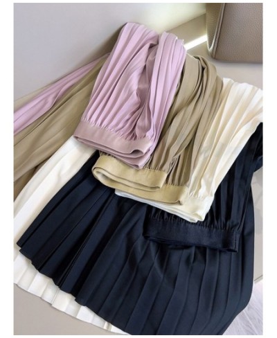 Women's Brief Pleated Solid Color Midi Skirts Korean Fashion Elastic High Waist Draped A-Line Skirts Faldas 2023 Spring K224 ...