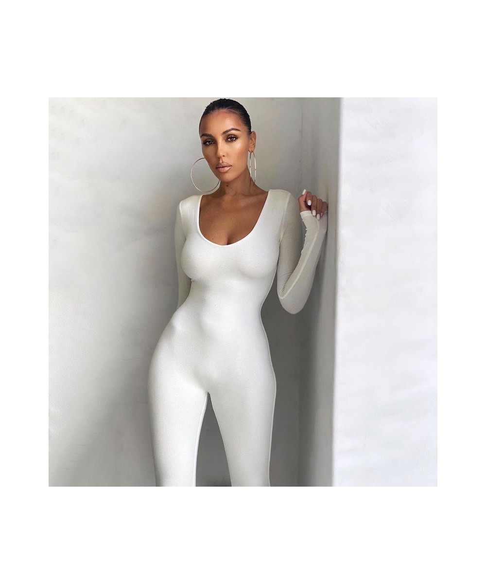 Bodycon Jumpsuit Long Sleeve 2023 Autumn Winter New Fashion Solid O-Neck Black Jumpsuit Romper Sexy Party Club Outfits $34.33...