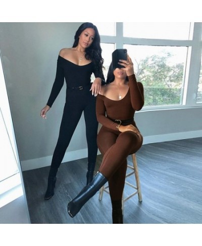 Bodycon Jumpsuit Long Sleeve 2023 Autumn Winter New Fashion Solid O-Neck Black Jumpsuit Romper Sexy Party Club Outfits $34.33...