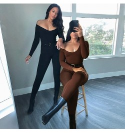 Bodycon Jumpsuit Long Sleeve 2023 Autumn Winter New Fashion Solid O-Neck Black Jumpsuit Romper Sexy Party Club Outfits $34.33...