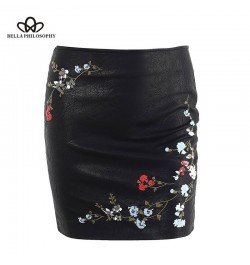 Autumn Winter Women Skirt Female Embroidery PU Leather Zipper Mini Skirt Ladies Fashion Vintage Pencil Skirt $37.67 - Skirts