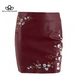 Autumn Winter Women Skirt Female Embroidery PU Leather Zipper Mini Skirt Ladies Fashion Vintage Pencil Skirt $37.67 - Skirts