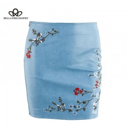 Autumn Winter Women Skirt Female Embroidery PU Leather Zipper Mini Skirt Ladies Fashion Vintage Pencil Skirt $37.67 - Skirts