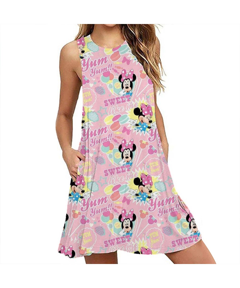 Summer Sexy Beach Party Dress Mickey Mouse Print Women Dresses Streetwear Boho Female Sleeveless A-line Dresses Y2K $27.03 - ...