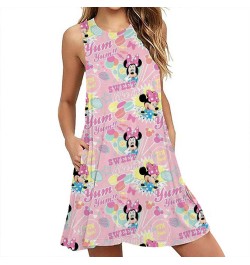 Summer Sexy Beach Party Dress Mickey Mouse Print Women Dresses Streetwear Boho Female Sleeveless A-line Dresses Y2K $27.03 - ...