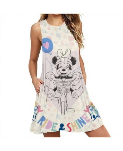 Summer Sexy Beach Party Dress Mickey Mouse Print Women Dresses Streetwear Boho Female Sleeveless A-line Dresses Y2K $27.03 - ...