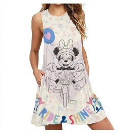 Summer Sexy Beach Party Dress Mickey Mouse Print Women Dresses Streetwear Boho Female Sleeveless A-line Dresses Y2K $27.03 - ...