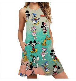 Summer Sexy Beach Party Dress Mickey Mouse Print Women Dresses Streetwear Boho Female Sleeveless A-line Dresses Y2K $27.03 - ...