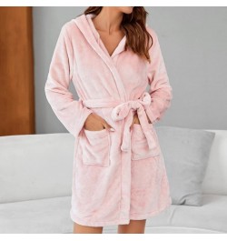 Kupokasi Fashion Winter Robe Women Sleepwear Warm Flannel Long Sleeves Pajamas Girl Pink Cute Homewear Thick Hooded Bathrobe ...