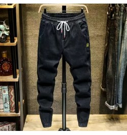 2022 Winter New Men's Slim Fit Jeans Business Fashion Denim Trousers Stretch Brand Pants Black Blue $44.31 - Jeans