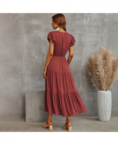 Vintage buttons women dress shirt V neck short sleeve summer office dresses Casual korean vestidos de verano mujer robe femme...