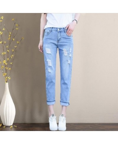 Ripped Loose Korean High-waisted Female Student Jeans New Spring and Autumn All-match Slim Slim Beggar Harlan Cropped Pants $...