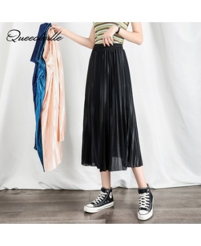 4 Color High Waist Chiffon Skirt Women Casual Vintage Solid Pleated Skirts Black Midi Skirt Lady Fashion Simple Mujer Faldas ...