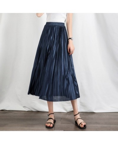 4 Color High Waist Chiffon Skirt Women Casual Vintage Solid Pleated Skirts Black Midi Skirt Lady Fashion Simple Mujer Faldas ...