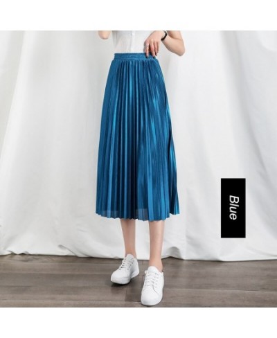 4 Color High Waist Chiffon Skirt Women Casual Vintage Solid Pleated Skirts Black Midi Skirt Lady Fashion Simple Mujer Faldas ...