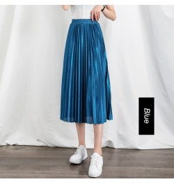 4 Color High Waist Chiffon Skirt Women Casual Vintage Solid Pleated Skirts Black Midi Skirt Lady Fashion Simple Mujer Faldas ...