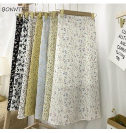 7 Colors Skirts Women Sweet Summer Retro Female Harajuku Student Ins A-line Basic Floral Holiday Soft Faldas Midi $28.93 - Sk...