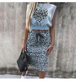 Fashion Leopard Print Two Piece Sets Elegant Women Summer Sleeveless Tops & Slim Skirts Suits Ladies Outfits Casual Streetwea...