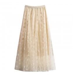 Long Tulle Skirt Women Vintage Butterfly Elastic High Waist A-Line Mesh Pleated Skirt Female Midi Skirt Faldas Jupe $38.16 - ...