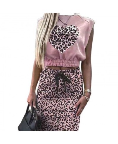 Fashion Leopard Print Two Piece Sets Elegant Women Summer Sleeveless Tops & Slim Skirts Suits Ladies Outfits Casual Streetwea...