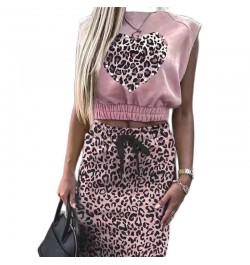 Fashion Leopard Print Two Piece Sets Elegant Women Summer Sleeveless Tops & Slim Skirts Suits Ladies Outfits Casual Streetwea...