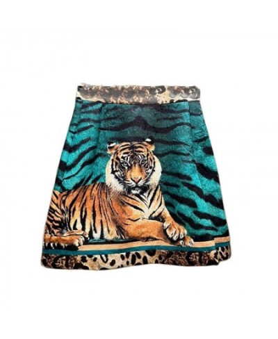 Summer Big Brand Satin Tiger Print Skirt 2022 Women's Fashion Sexy LeopardPrint ContrastColorA-Line Short Skirt $64.10 - Bottoms