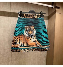 Summer Big Brand Satin Tiger Print Skirt 2022 Women's Fashion Sexy LeopardPrint ContrastColorA-Line Short Skirt $64.10 - Bottoms