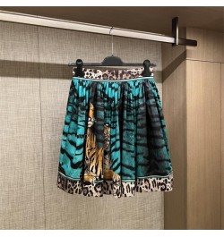 Summer Big Brand Satin Tiger Print Skirt 2022 Women's Fashion Sexy LeopardPrint ContrastColorA-Line Short Skirt $64.10 - Bottoms