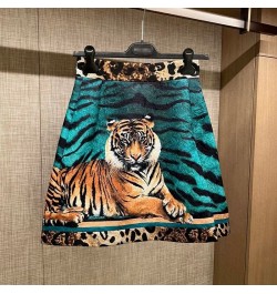 Summer Big Brand Satin Tiger Print Skirt 2022 Women's Fashion Sexy LeopardPrint ContrastColorA-Line Short Skirt $64.10 - Bottoms