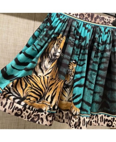 Summer Big Brand Satin Tiger Print Skirt 2022 Women's Fashion Sexy LeopardPrint ContrastColorA-Line Short Skirt $64.10 - Bottoms