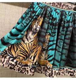 Summer Big Brand Satin Tiger Print Skirt 2022 Women's Fashion Sexy LeopardPrint ContrastColorA-Line Short Skirt $64.10 - Bottoms