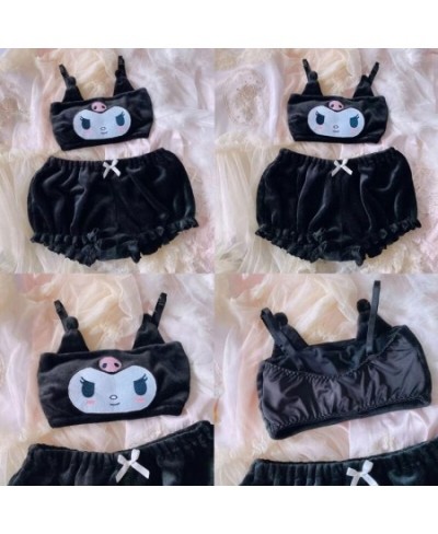 Women Anime 2pcs Velvet Pajama Cute Evil Ears Kawaii Shorts Sleepwear Lingerie $28.28 - Sleepwears