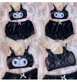 Women Anime 2pcs Velvet Pajama Cute Evil Ears Kawaii Shorts Sleepwear Lingerie $28.28 - Sleepwears