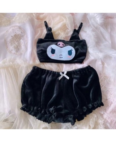 Women Anime 2pcs Velvet Pajama Cute Evil Ears Kawaii Shorts Sleepwear Lingerie $28.28 - Sleepwears