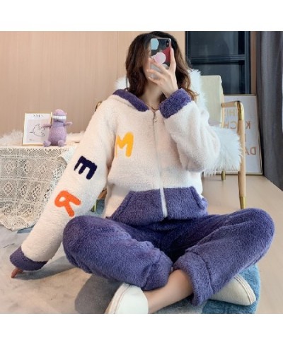 Winter Pajamas Women's Flannel Thickening Warm Pajamas Women's Luxury Cute Homewear Kawaii Pajamas Set $54.93 - Sleepwears