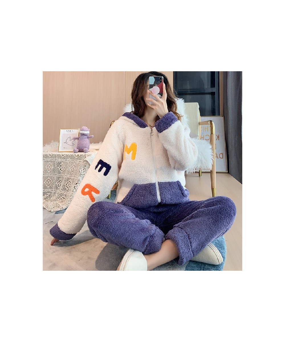 Winter Pajamas Women's Flannel Thickening Warm Pajamas Women's Luxury Cute Homewear Kawaii Pajamas Set $54.93 - Sleepwears