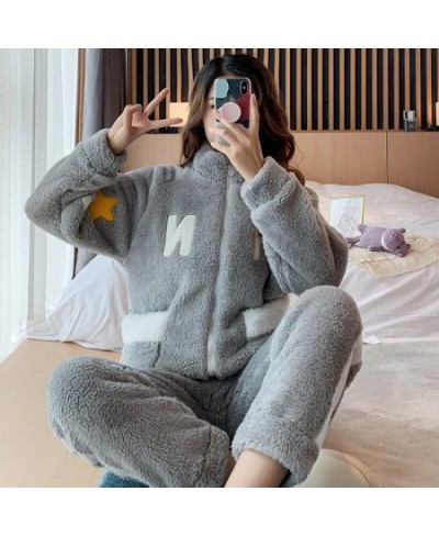 Winter Pajamas Women's Flannel Thickening Warm Pajamas Women's Luxury Cute Homewear Kawaii Pajamas Set $54.93 - Sleepwears