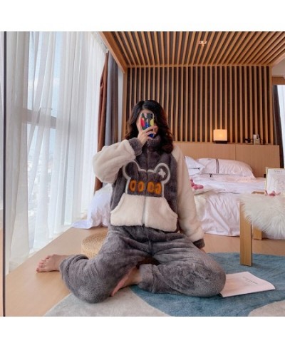 Winter Pajamas Women's Flannel Thickening Warm Pajamas Women's Luxury Cute Homewear Kawaii Pajamas Set $54.93 - Sleepwears