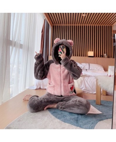 Winter Pajamas Women's Flannel Thickening Warm Pajamas Women's Luxury Cute Homewear Kawaii Pajamas Set $54.93 - Sleepwears