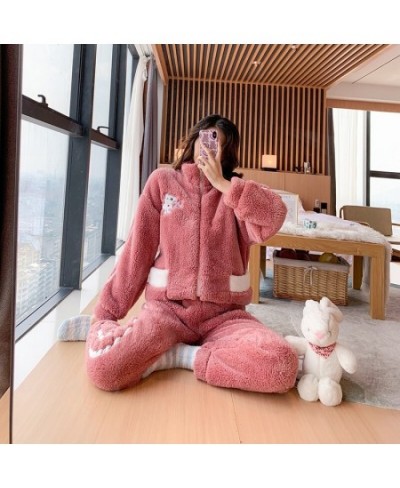 Winter Pajamas Women's Flannel Thickening Warm Pajamas Women's Luxury Cute Homewear Kawaii Pajamas Set $54.93 - Sleepwears