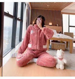 Winter Pajamas Women's Flannel Thickening Warm Pajamas Women's Luxury Cute Homewear Kawaii Pajamas Set $54.93 - Sleepwears