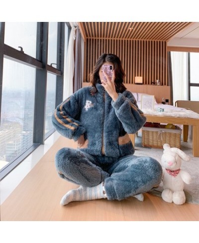 Winter Pajamas Women's Flannel Thickening Warm Pajamas Women's Luxury Cute Homewear Kawaii Pajamas Set $54.93 - Sleepwears