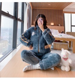 Winter Pajamas Women's Flannel Thickening Warm Pajamas Women's Luxury Cute Homewear Kawaii Pajamas Set $54.93 - Sleepwears