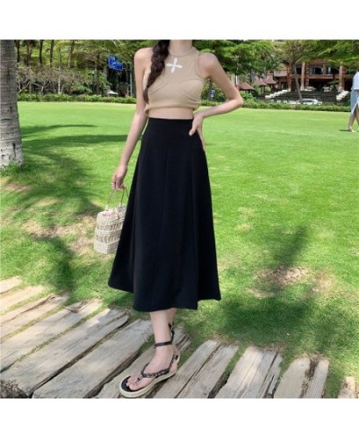 Pink Black Modest Flowy Long Maxi Skirts High Waisted Egirl Flared Clothes A Line Midi Harajuku Basic Plain Chiffon Mujer $34...