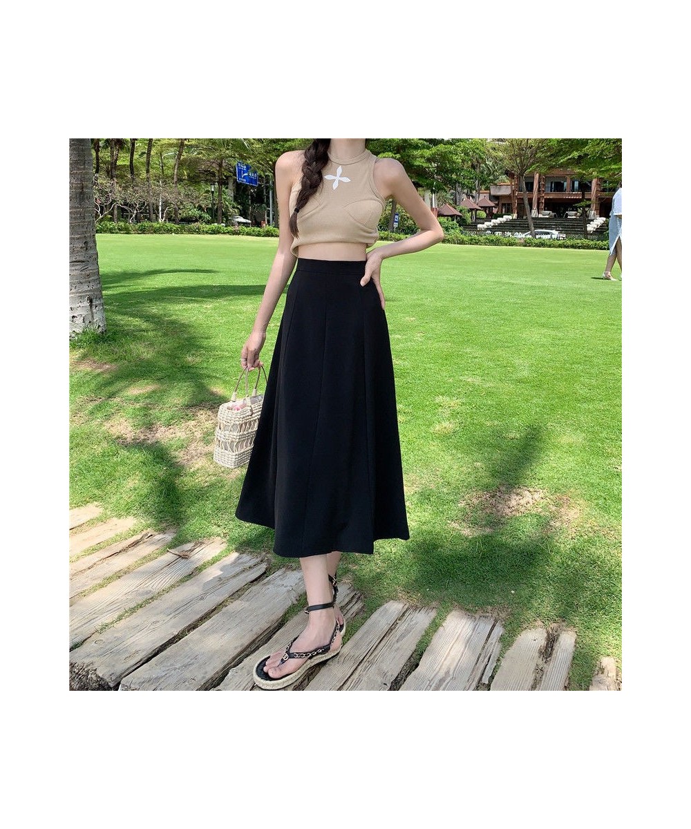 Pink Black Modest Flowy Long Maxi Skirts High Waisted Egirl Flared Clothes A Line Midi Harajuku Basic Plain Chiffon Mujer $34...