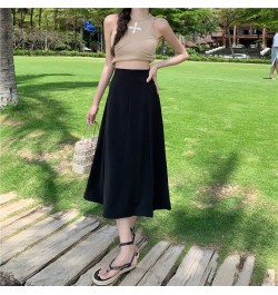 Pink Black Modest Flowy Long Maxi Skirts High Waisted Egirl Flared Clothes A Line Midi Harajuku Basic Plain Chiffon Mujer $34...