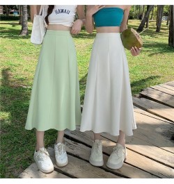 Pink Black Modest Flowy Long Maxi Skirts High Waisted Egirl Flared Clothes A Line Midi Harajuku Basic Plain Chiffon Mujer $34...